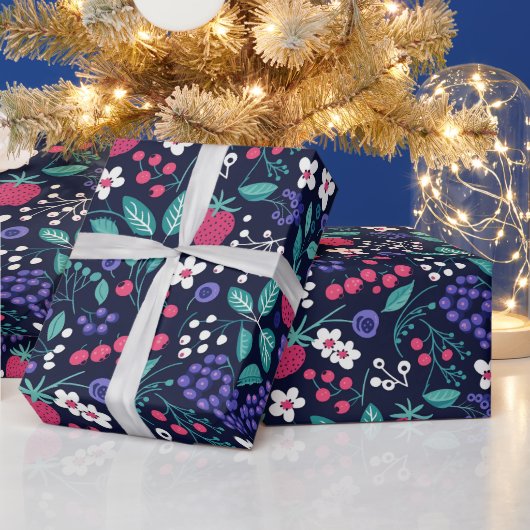 Gemustert Jolly Holly Holiday Floral Gift Wrap Geschenkpapier (Feiertage)