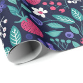 Gemustert Jolly Holly Holiday Floral Gift Wrap Geschenkpapier (Rolleneckpunkt)