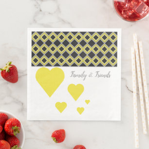 Gemustert mit gelben Herzen Serviette