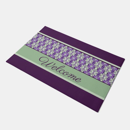 Gemustert mit Purzelbäumen willkommen Fußmatte (Schrägansicht)