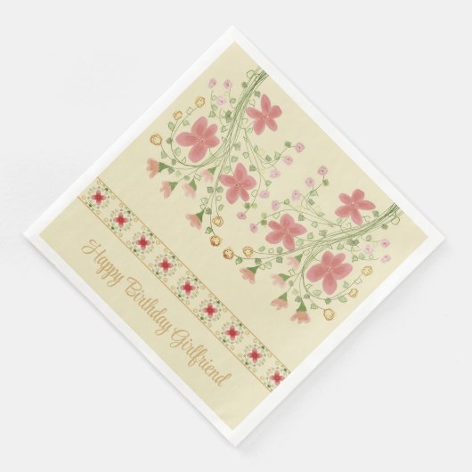 Gemustert mit rosa Blumenakzenten Serviette (Ecke)