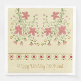 Gemustert mit rosa Blumenakzenten Serviette