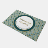 Gemustert mit Türkis und hellgrün Fußmatte (Schrägansicht)