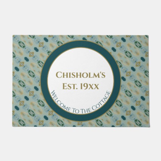 Gemustert mit Türkis und hellgrün Fußmatte (Vorderseite)