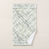Gemustert Moss Green auf Weiß Badhandtuch Set (Handtuch)