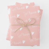 Gemustert rosa Blüte mit Liebe Geschenkpapier Set (Beispiel)