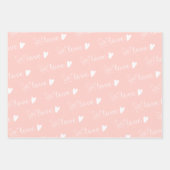 Gemustert rosa Blüte mit Liebe Geschenkpapier Set (Vorderseite)