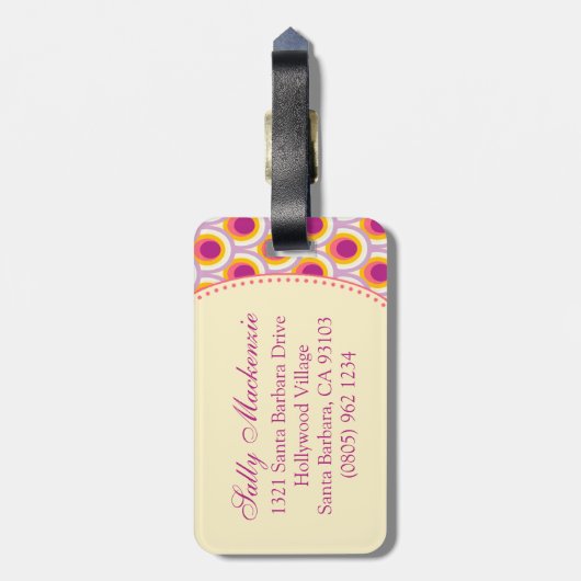 Gemustert rosa gelbe Gepäckmarke Gepäckanhänger (Rückseite vertikal)