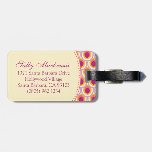 Gemustert rosa gelbe Gepäckmarke Gepäckanhänger (Rückseite horizontal)