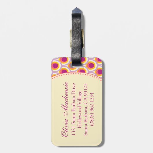 Gemustert rosa gelbe Gepäckmarke Gepäckanhänger (Rückseite vertikal)