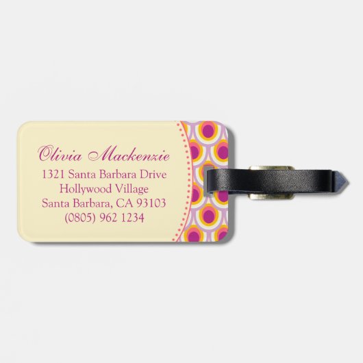 Gemustert rosa gelbe Gepäckmarke Gepäckanhänger (Rückseite horizontal)