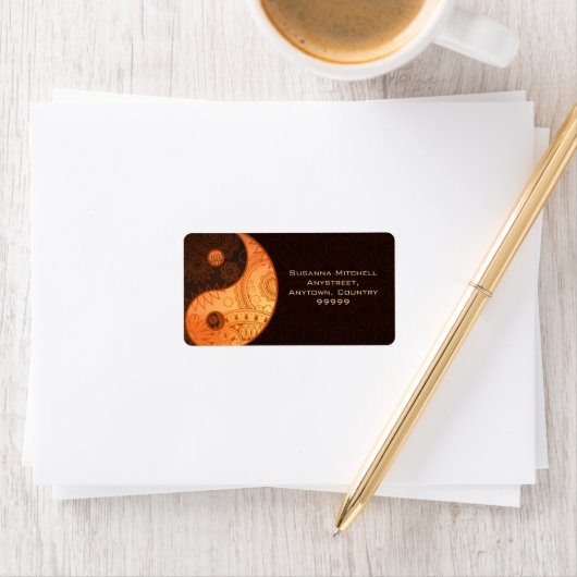 Gemustert Yin Yang Gold Adressaufkleber (Insitu)