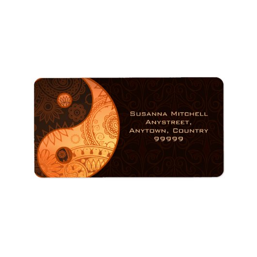 Gemustert Yin Yang Gold Adressaufkleber (Vorne)