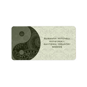 Gemustert Yin Yang Sage Green Adressaufkleber