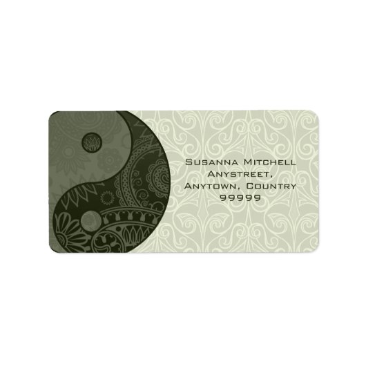 Gemustert Yin Yang Sage Green Adressaufkleber (Vorne)