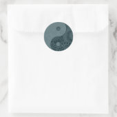 Gemustert Yin Yang Slate Blue Runder Aufkleber (Tasche)