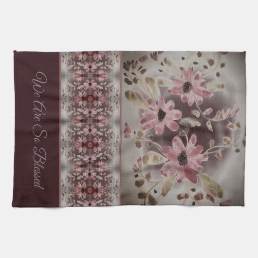 Gemusterte Aquarellblume Geschirrtuch (Horizontal)