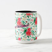 Gemusterte Aquarellpflanze Zweifarbige Tasse (VorderseiteRechts)