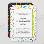 gemusterte Blätter Babydusche Einladung (Vorne/Hinten)