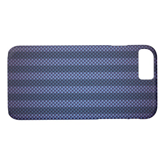 Gemusterte, blau gestreifte Kohlenstofffaser Case-Mate iPhone Hülle (Rückseite (Horizontal))