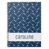 Gemusterte blaue Lacrosse-Sticks Notizblock (Vorderseite)