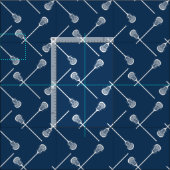 Gemusterte blaue Lacrosse-Sticks Stoff (Kachel)