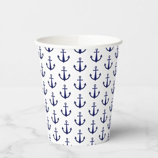 Gemusterte Blue Anchor Nautical Paper Cups Pappbecher (Links)