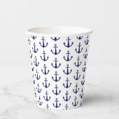 Gemusterte Blue Anchor Nautical Paper Cups Pappbecher (Vorderseite)