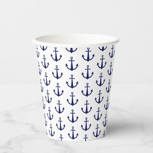 Gemusterte Blue Anchor Nautical Paper Cups Pappbecher (Vorderseite)
