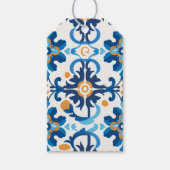 Gemusterte Blue & Brown-Grußkarte Geschenkanhänger (Vorderseite)