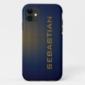 Gemusterte Blue Ocher-Kohlefaser personalisieren Case-Mate iPhone Hülle (Rückseite)