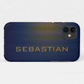 Gemusterte Blue Ocher-Kohlefaser personalisieren Case-Mate iPhone Hülle (Rückseite (Horizontal))