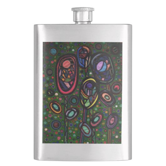 Gemusterte Blume Flachmann (Vorderseite)