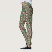 Gemusterte Blume in Grau, Rot und Grün Leggings (Links)