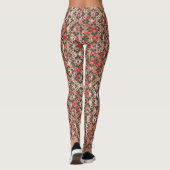 Gemusterte Blume in Grau, Rot und Schwarz Leggings (Rückseite)