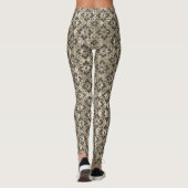 Gemusterte Blume von Tan, Grau und Braun Leggings (Rückseite)