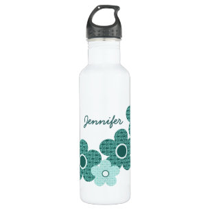 Gemusterte Blumen-Freiheits-Flasche, aquamarin Trinkflasche