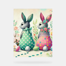Gemusterte Bunnies und festes Charme-Poster