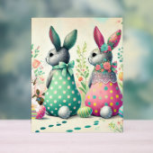 Gemusterte Bunnies und festes Charme-Poster Acrylschild (Neutral)