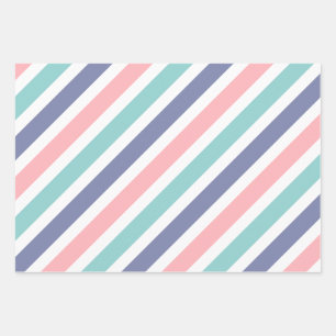 Gemusterte bunte Streifen Geschenkpapier Set