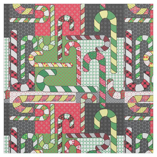 Gemusterte Candy Canes Stoff (Muster)