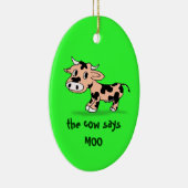 Gemusterte Cartoon-MOO-Kuh auf Grün Keramikornament (Rechts)