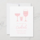 Gemusterte Cocktails Rosa Cocktail Party Einladung (Vorderseite)