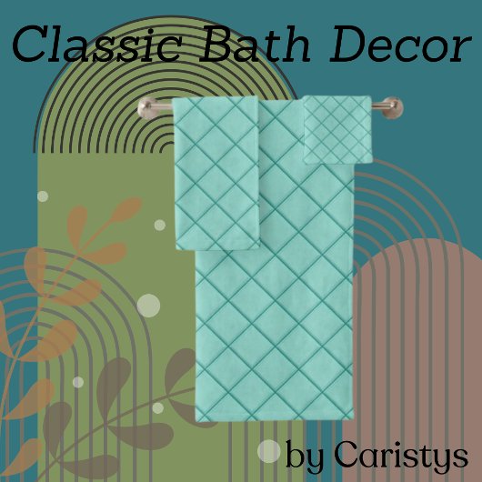 Gemusterte Diamantformate Blau Badhandtuch Set