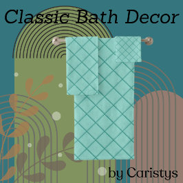 Gemusterte Diamantformate Blau Badhandtuch Set