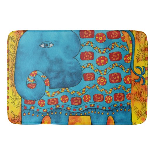 Gemusterte Elephant Watercolor-Illustration Badematte (Vorderseite)