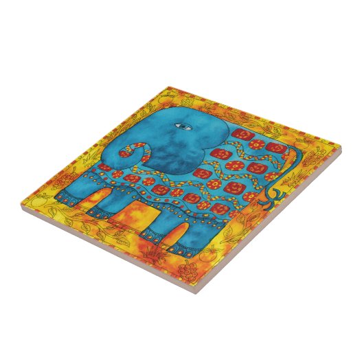 Gemusterte Elephant Watercolor-Illustration Fliese (Seite)