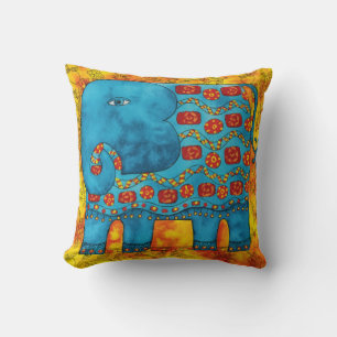 Gemusterte Elephant Watercolor-Illustration Kissen
