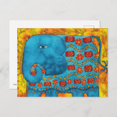Gemusterte Elephant Watercolor-Illustration Postkarte (Vorne/Hinten)