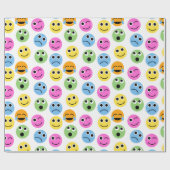 Gemusterte Emojis Emoticon Geschenkpapier (Flach)